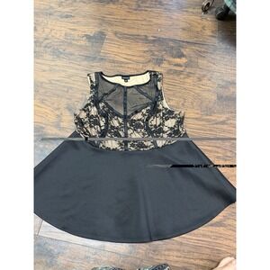 Torrid Lace Corset Peplum Top Size 0 Black Nude Sheer Bustier Style